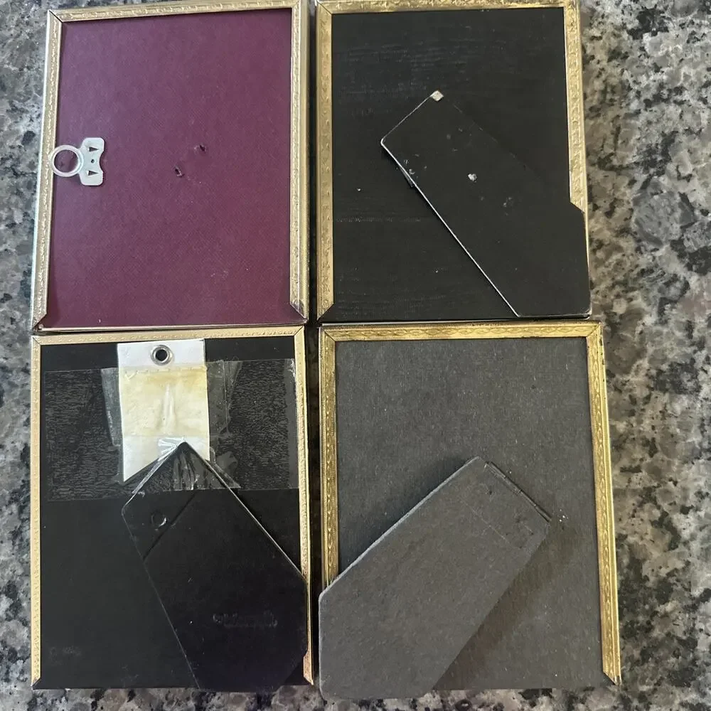 Lot Of 4 Vintage Small Picture Frame Ornate Gold Tone 4